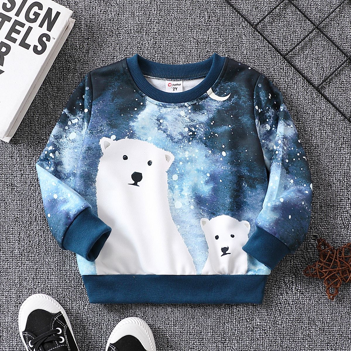 Baby/Toddler Boy Bear Pattern Gradient Pullover/Pants/Shoes