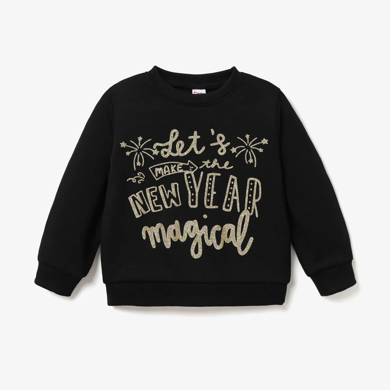 Toddler Girl Boy Childlike New Year Letter Pattern Sweatshirt Only