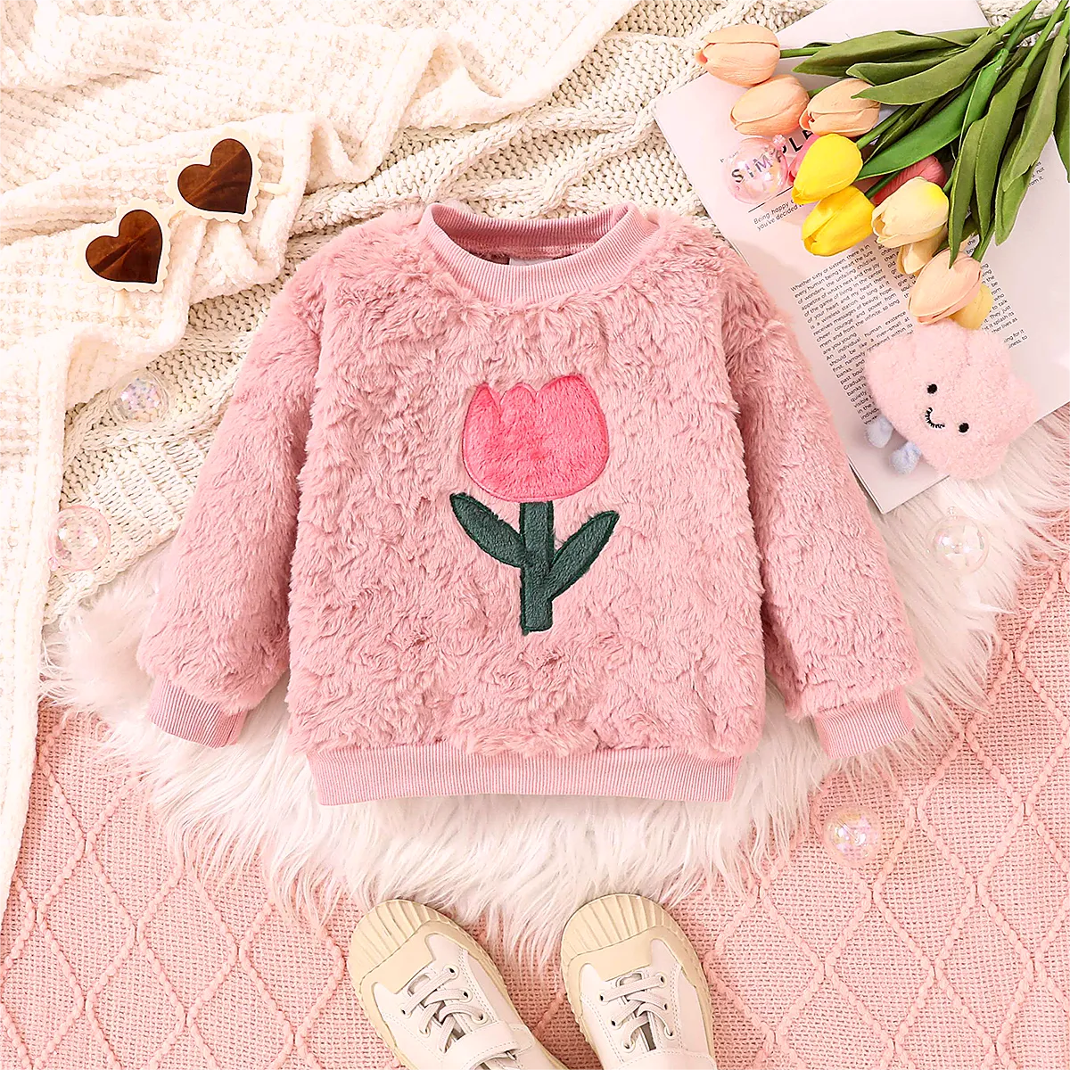 Pink hotsell fuzzy sweatshirt