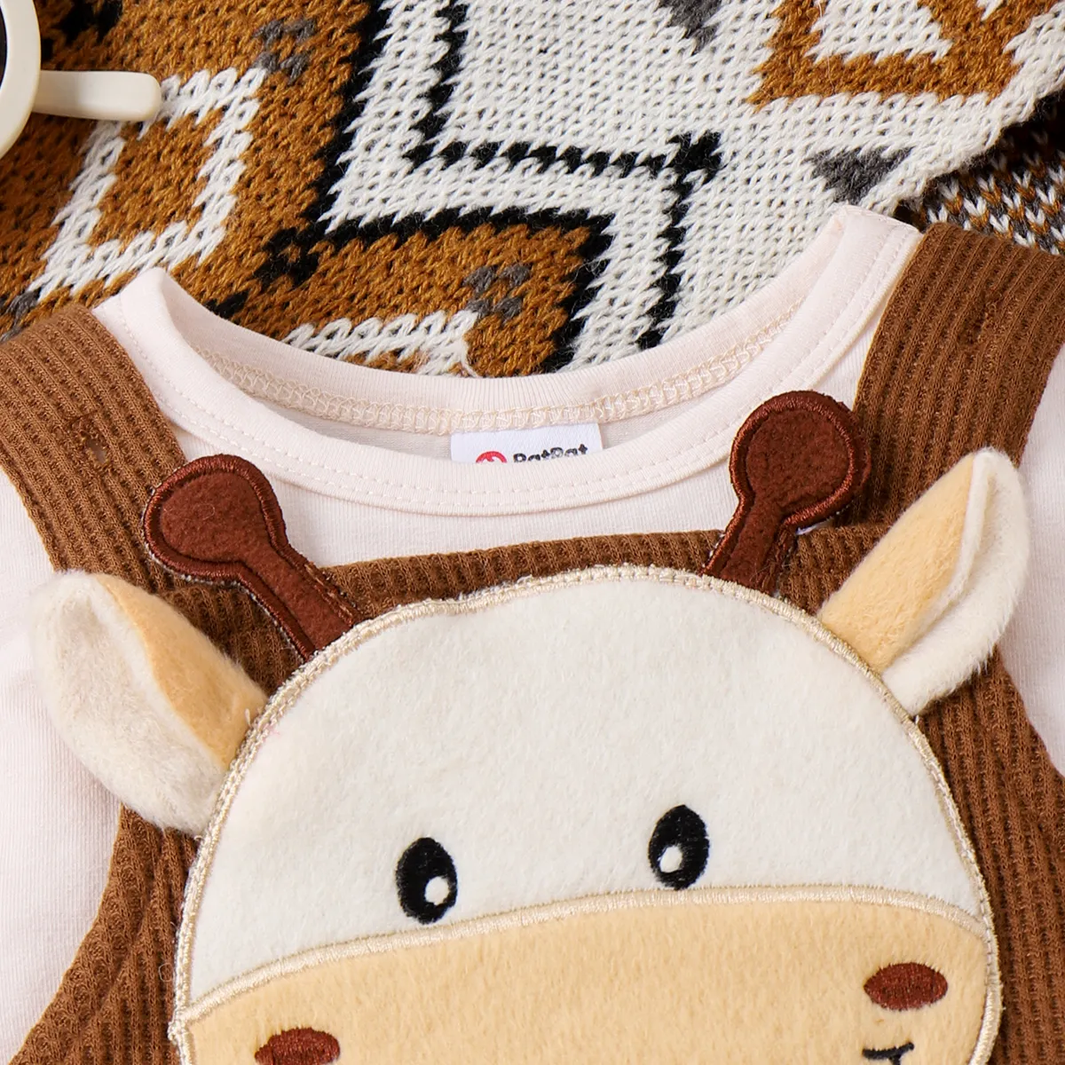 Baby Girl/Boy 3D Giraffe Pattern Set/Shoes Brown image 4