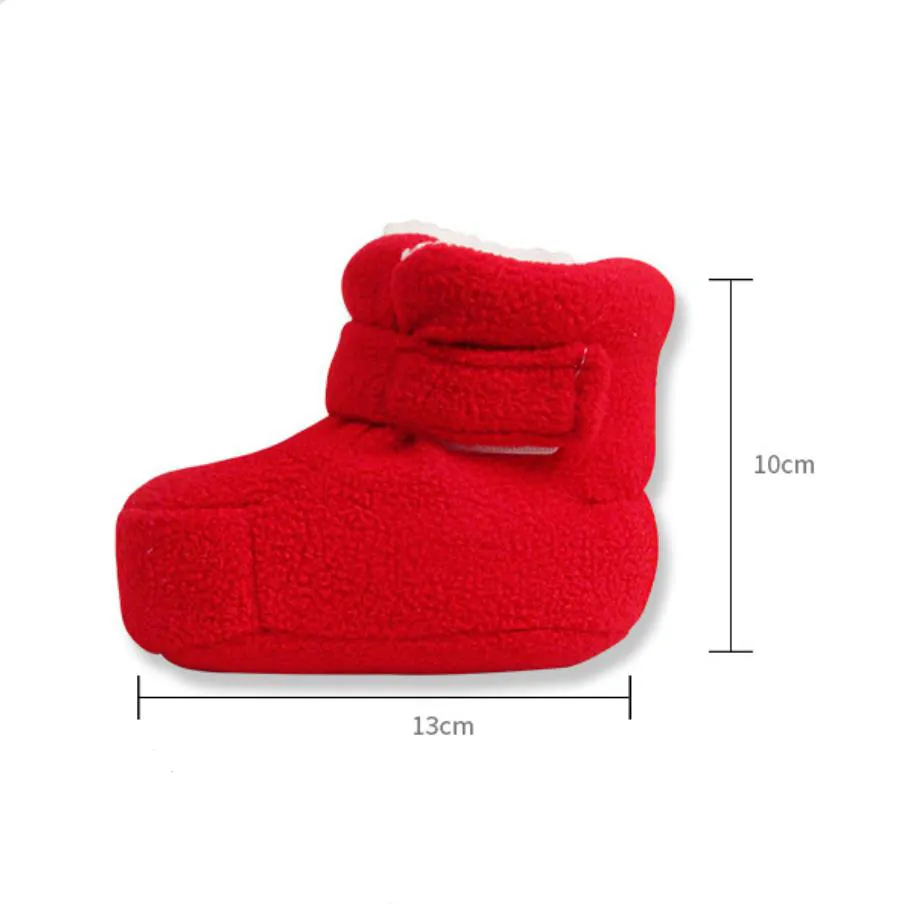 Botas de algodão de sola macia quente de lã alta do bebê Vermelho big image 1