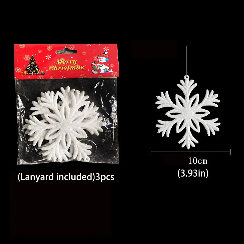 Christmas Snowflake Hanging Decorations in White Plastic for Window Displays, Christmas Trees, and Party Venues Color-D