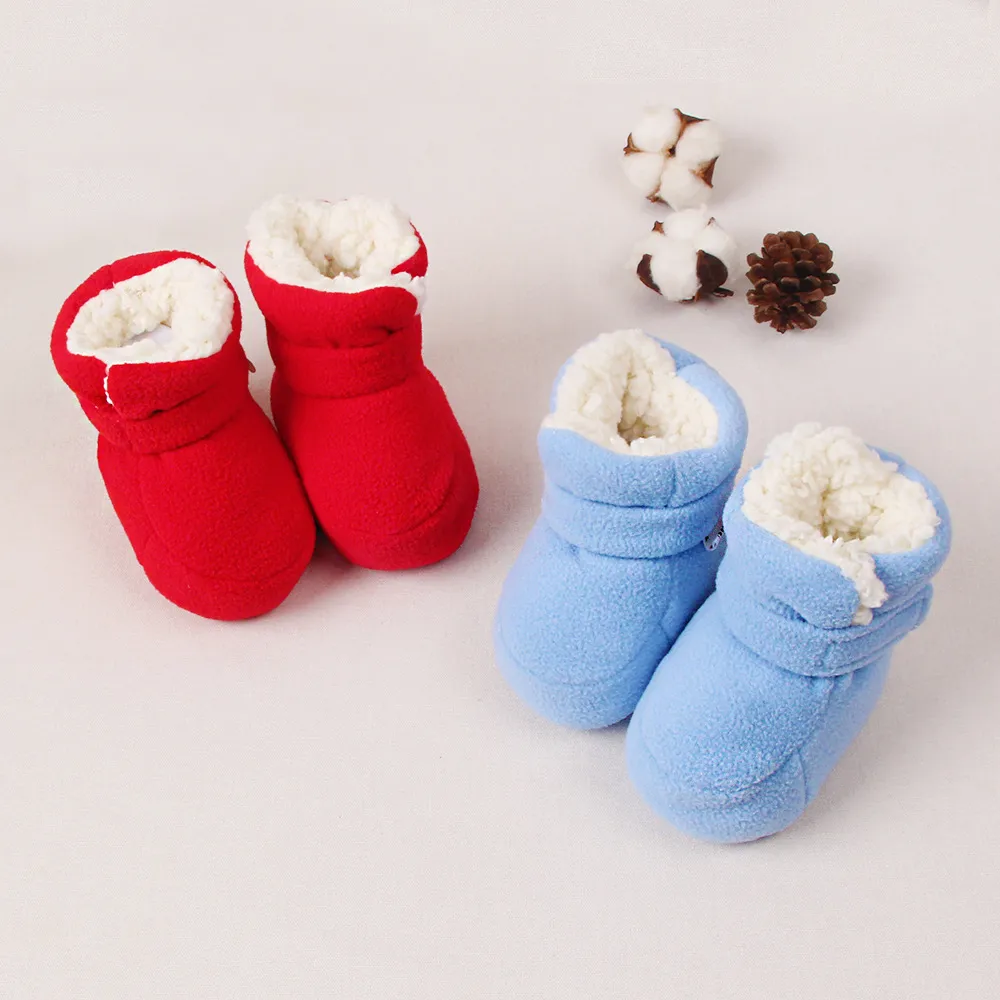 Botas de algodão de sola macia quente de lã alta do bebê Azul big image 1