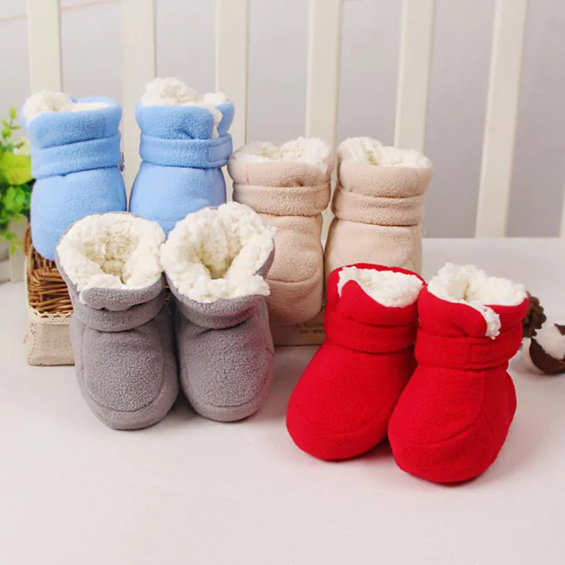 Botas de algodón de suela suave de vellón alto para bebé Rojo big image 1