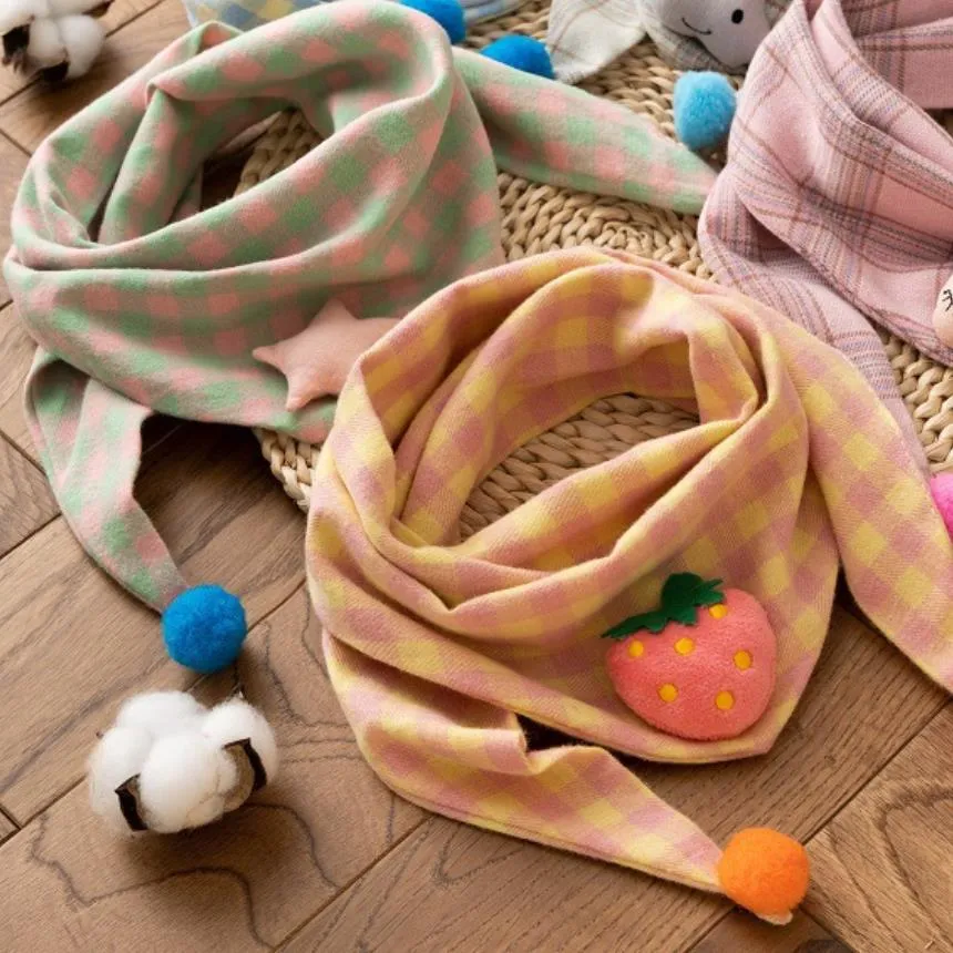 Baby/toddler Double layer plaid cartoon warm scarf