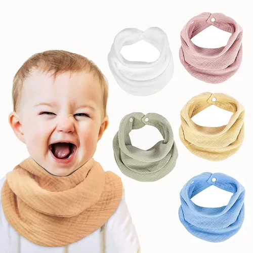 Soft and Absorbent Triangle Muslin Bibs for Babies