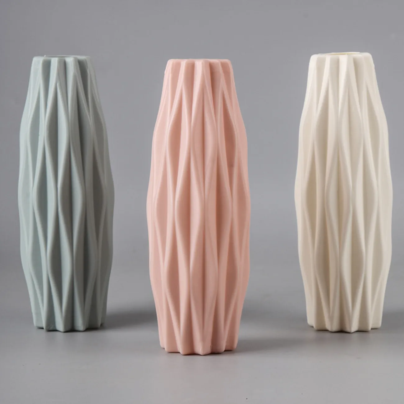 Vase à fleurs en plastique de style nordique créatif pour fleurs fraîches et séchées Vert big image 1