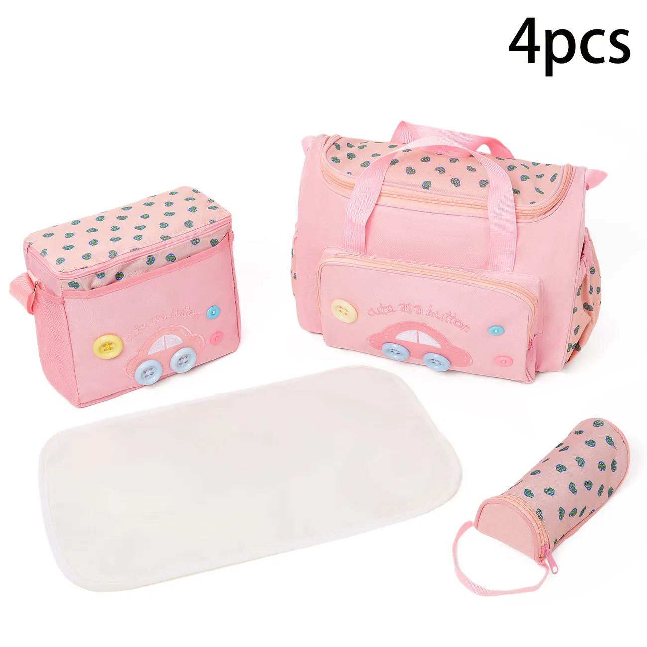 4-piece multifunctional fashionable maternity bag with compartments and bottle cover Pink big image 1