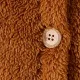 Baby Girl Solid Thickened Fuzzy Fleece Long-sleeve Hooded Jumpsuit Brown