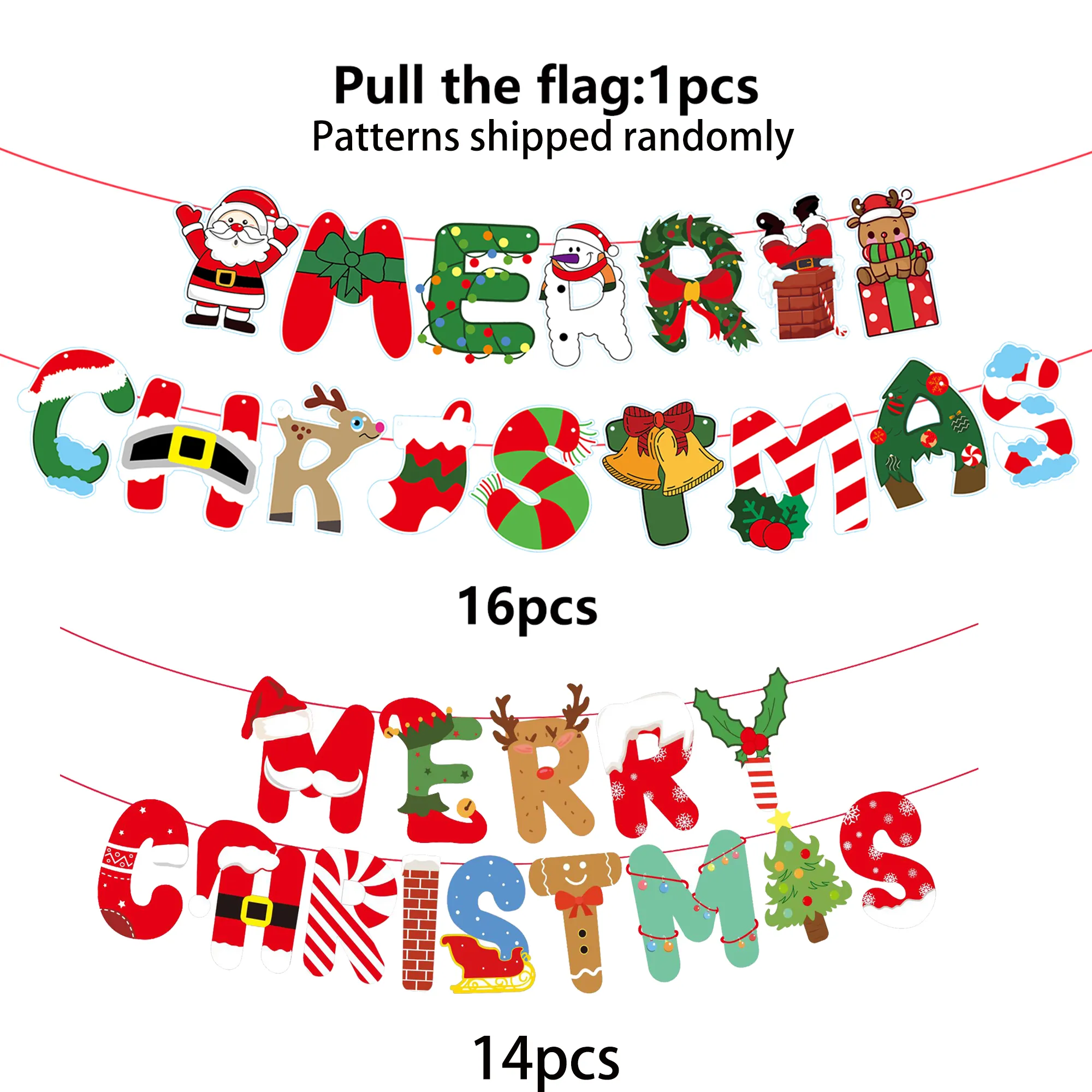 Combo Red Cartoon Santa Claus Themed Holiday Party Decoration Set: Paper Plates, Cups, Tablecloth, Cutlery, and Balloons Color block