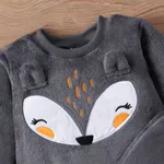 2-piece Toddler Girl/Boy Fox Pattern Ear Design Fuzzy Sweatshirt and Pants Set  image 3