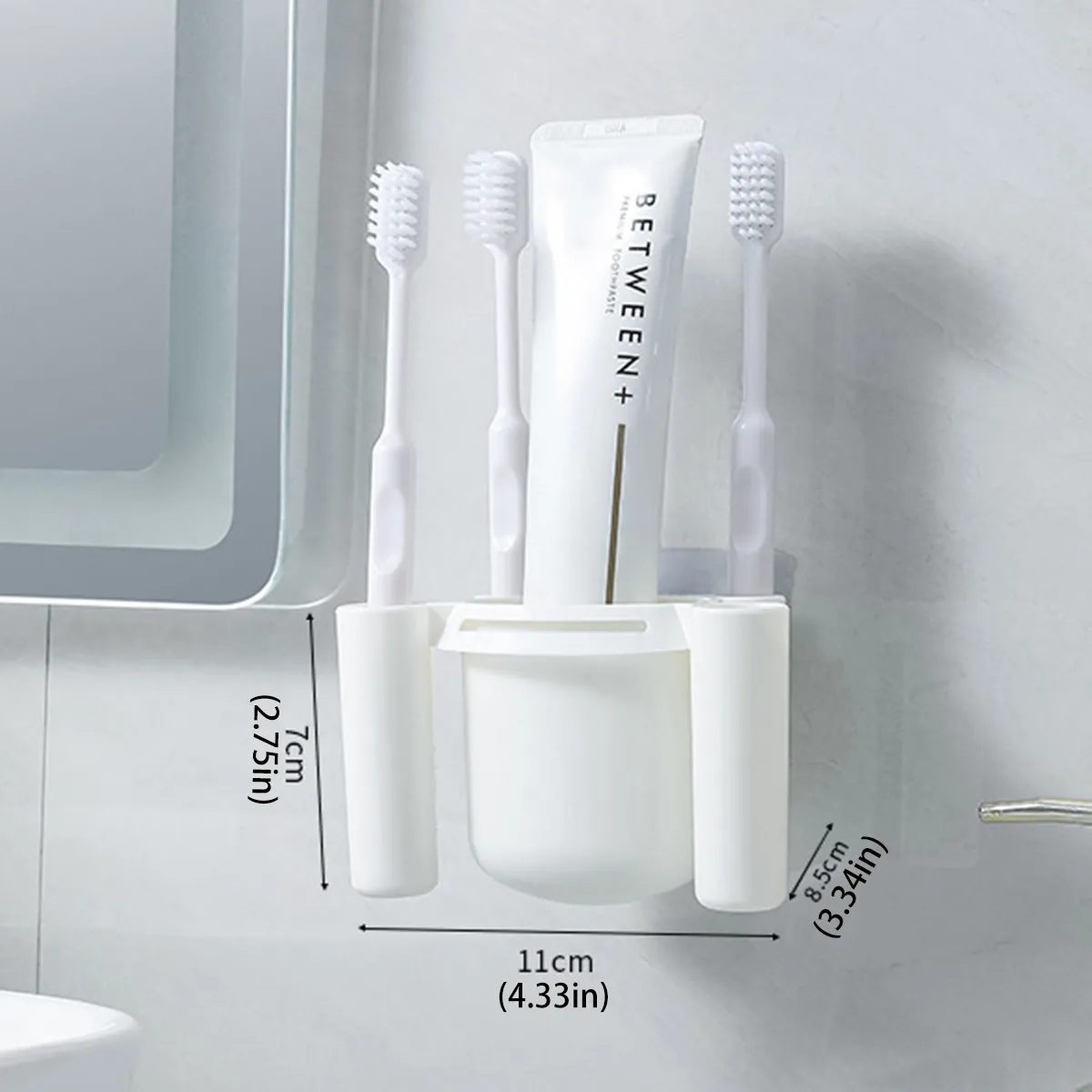 Sem escova de dentes de broca e suporte de pasta de dente organizador de banheiro Branco Cremoso big image 1