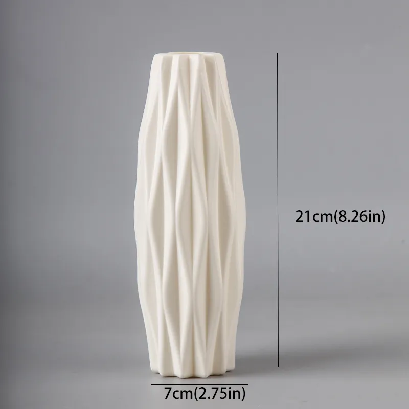 Creative Nordic-style Plastic Flower Vase for Fresh and Dried Flowers White big image 1