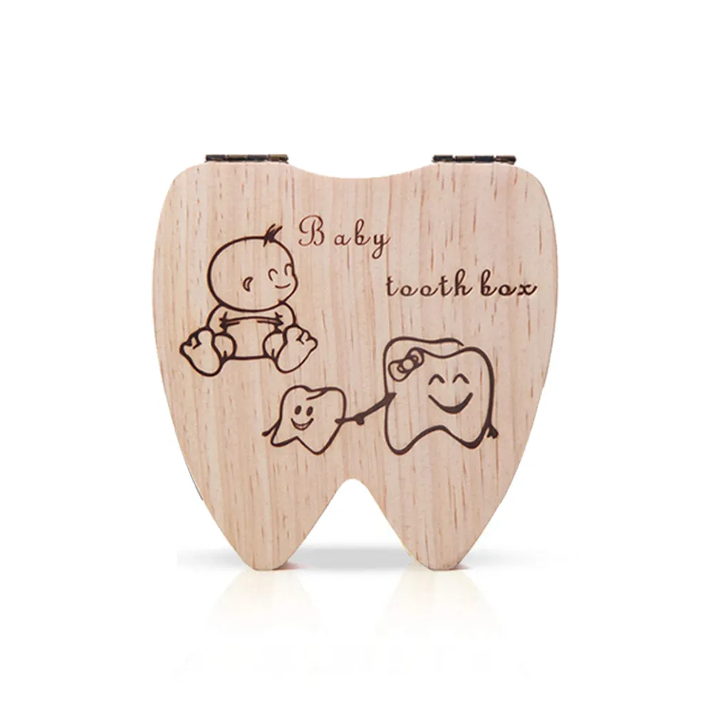 Single Unit Colorful Wooden Baby Teeth Keepsake Box With Flip Lid For Hair, Teeth And Memories