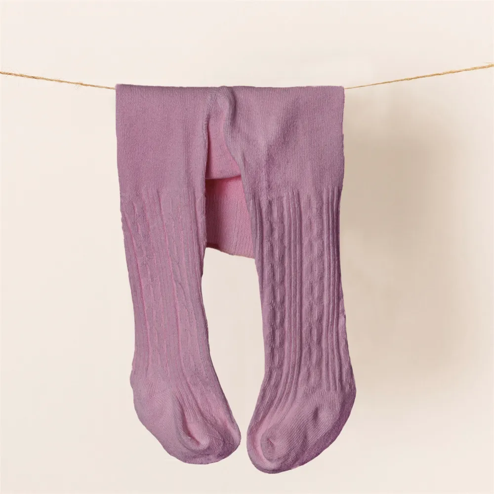 Bébé / Tout-petit / Enfant Câble de couleur unie Twist Pantyhose Leggings Collants pour filles Rose Foncé big image 1