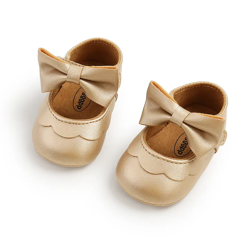 Baby Girl Sweet Hyper-Tactile 3D Bow-tie Solid Prewalker Shoes