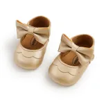 Baby Girl Sweet Hyper-Tactile 3D Bow-tie Solid Prewalker Shoes Gold