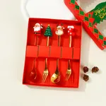 Christmas Cutlery Set of 4 with Spoon and Fork in Gift Box Color-E