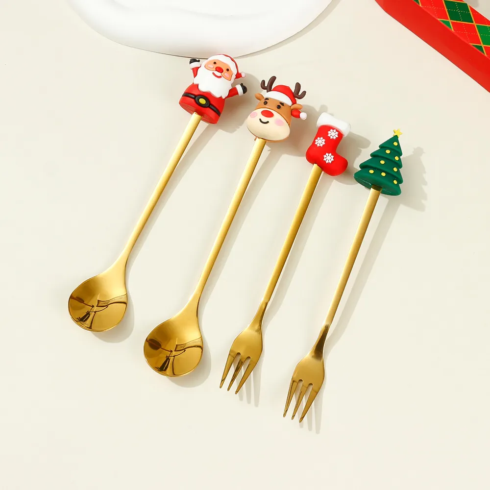 

Christmas Cutlery Set of 4 with Spoon and Fork in Gift Box