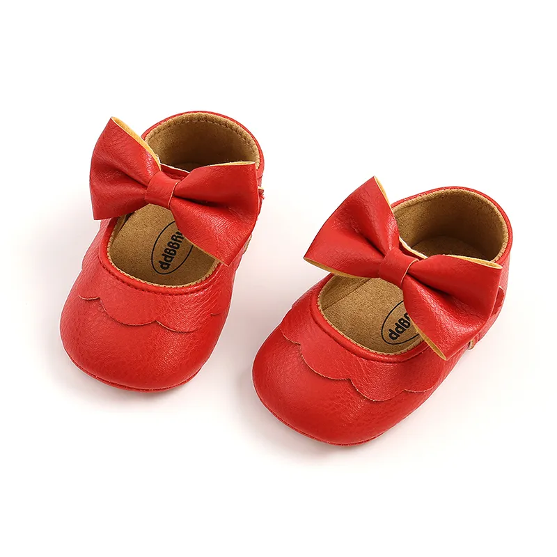 

Baby Girl Sweet Hyper-Tactile 3D Bow-tie Solid Prewalker Shoes