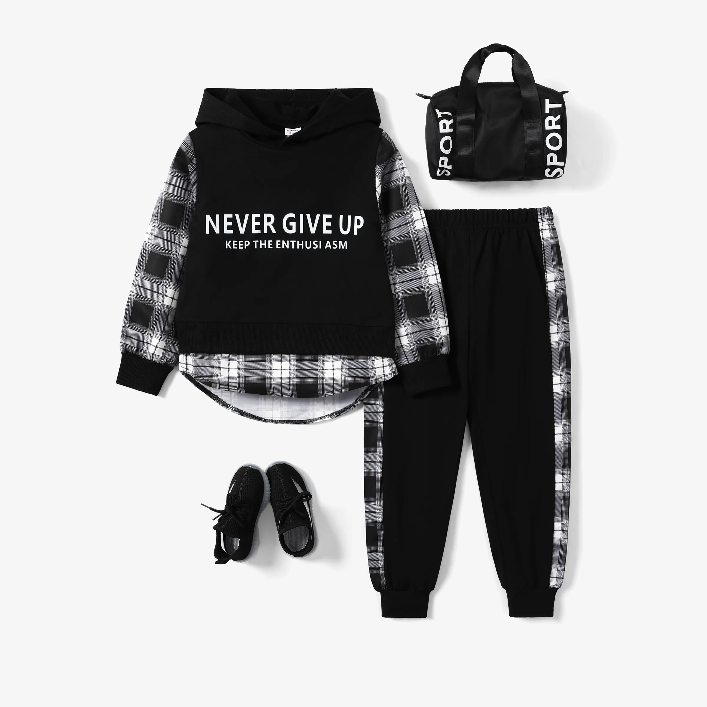 Kid Boy's Casual Letter Hooded Oversized 2pcs Suit or 1 Bag or 1 pair of Shoes