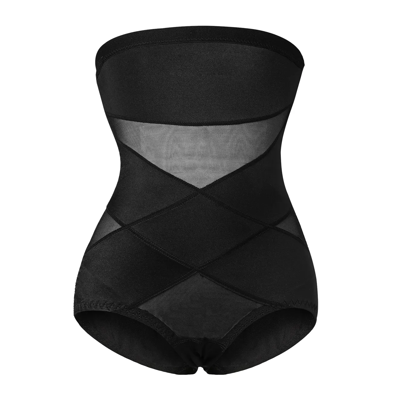 Women Hi-Waist Double Tummy Control Panty Butt Lifter Shapewear Waist Trainer Tummy Control Shorts Body Shaper Cincher Girdle Black big image 1
