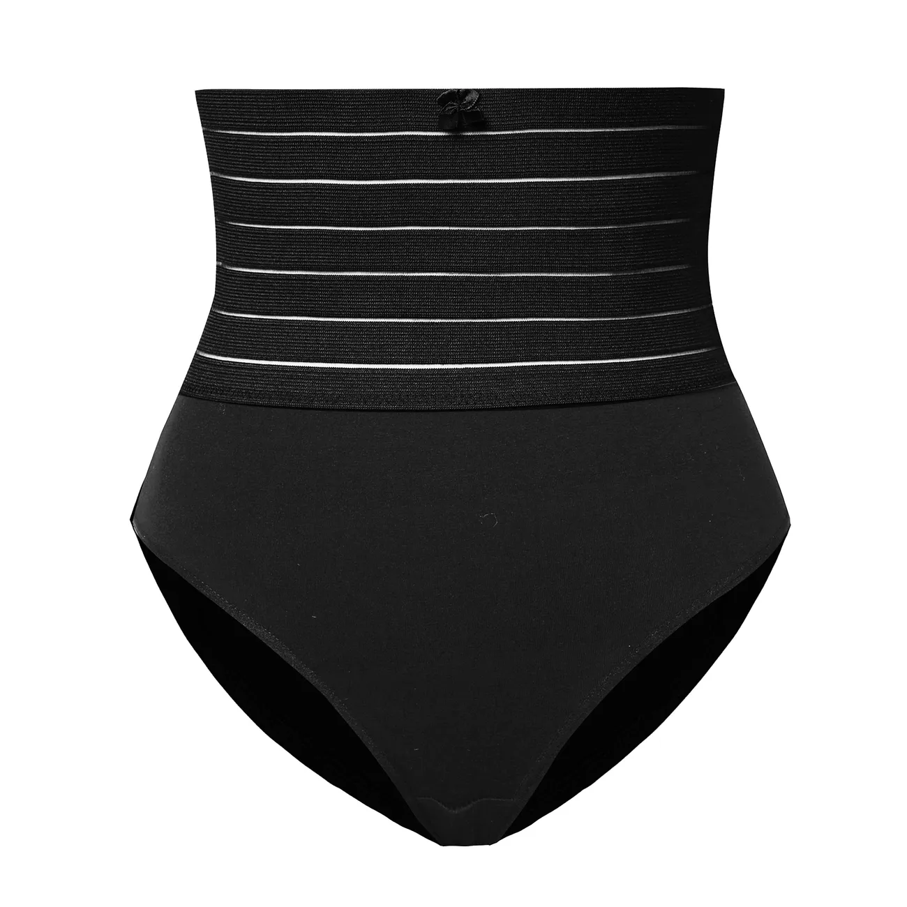 Women Thong Shapewear Striped Butt Lifter Shapewear Tummy Slimmer High Waist Panty Body Shaper Underwear Black big image 1