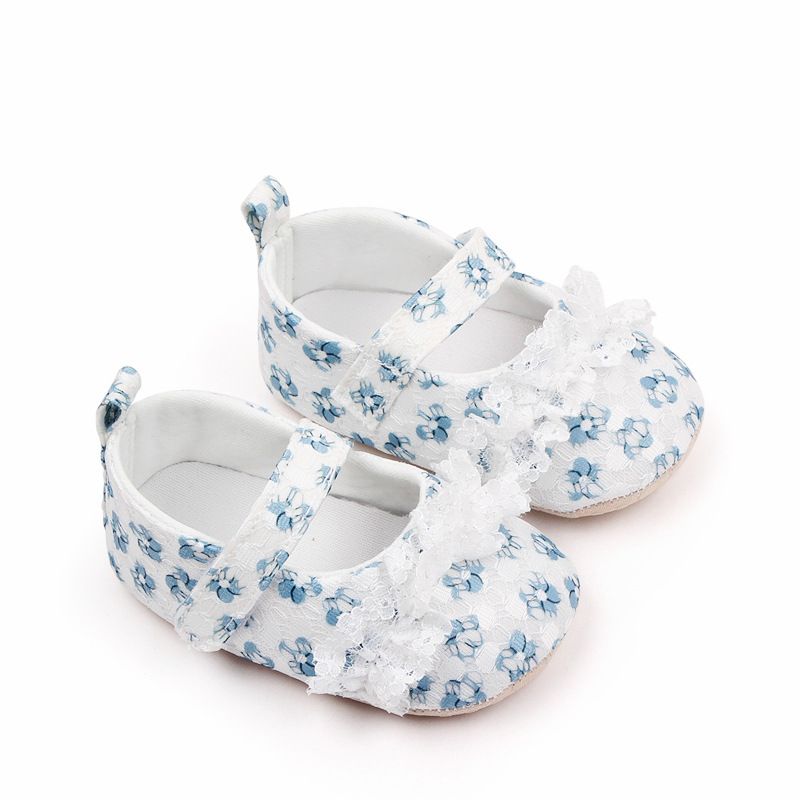 Baby Girl Casual Lace Design Floral Pattern Velcro Prewalker Shoes
