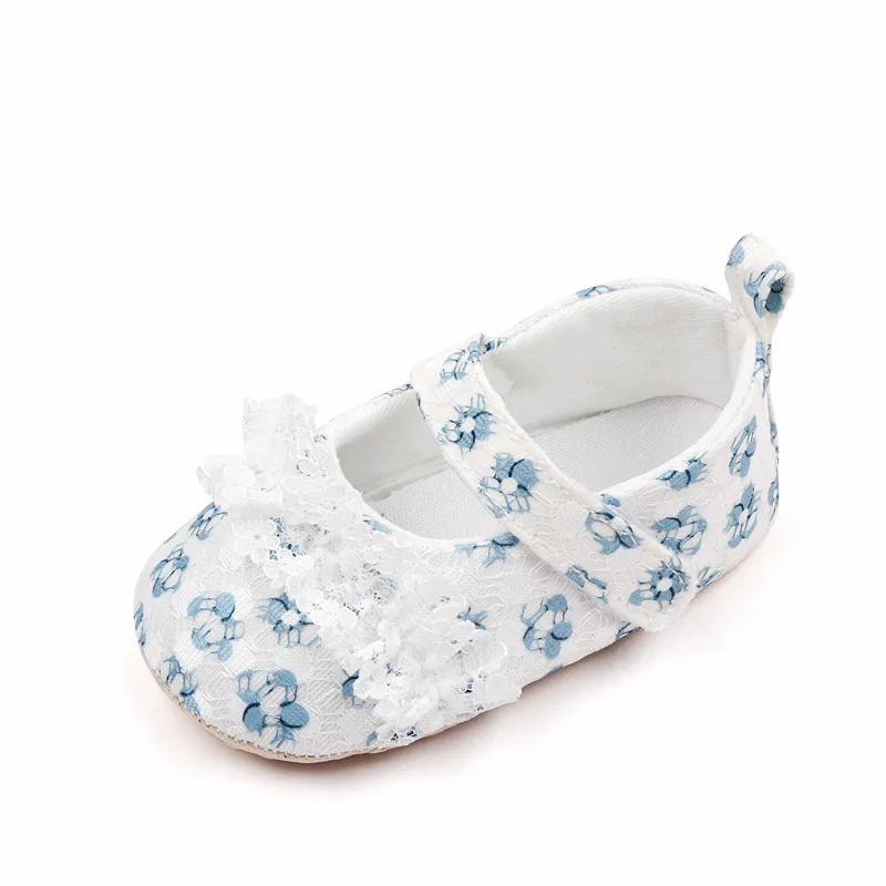 طفلة عارضة الرباط تصميم نمط الأزهار الفيلكرو Prewalker أحذية الضوء الأزرق big image 1
