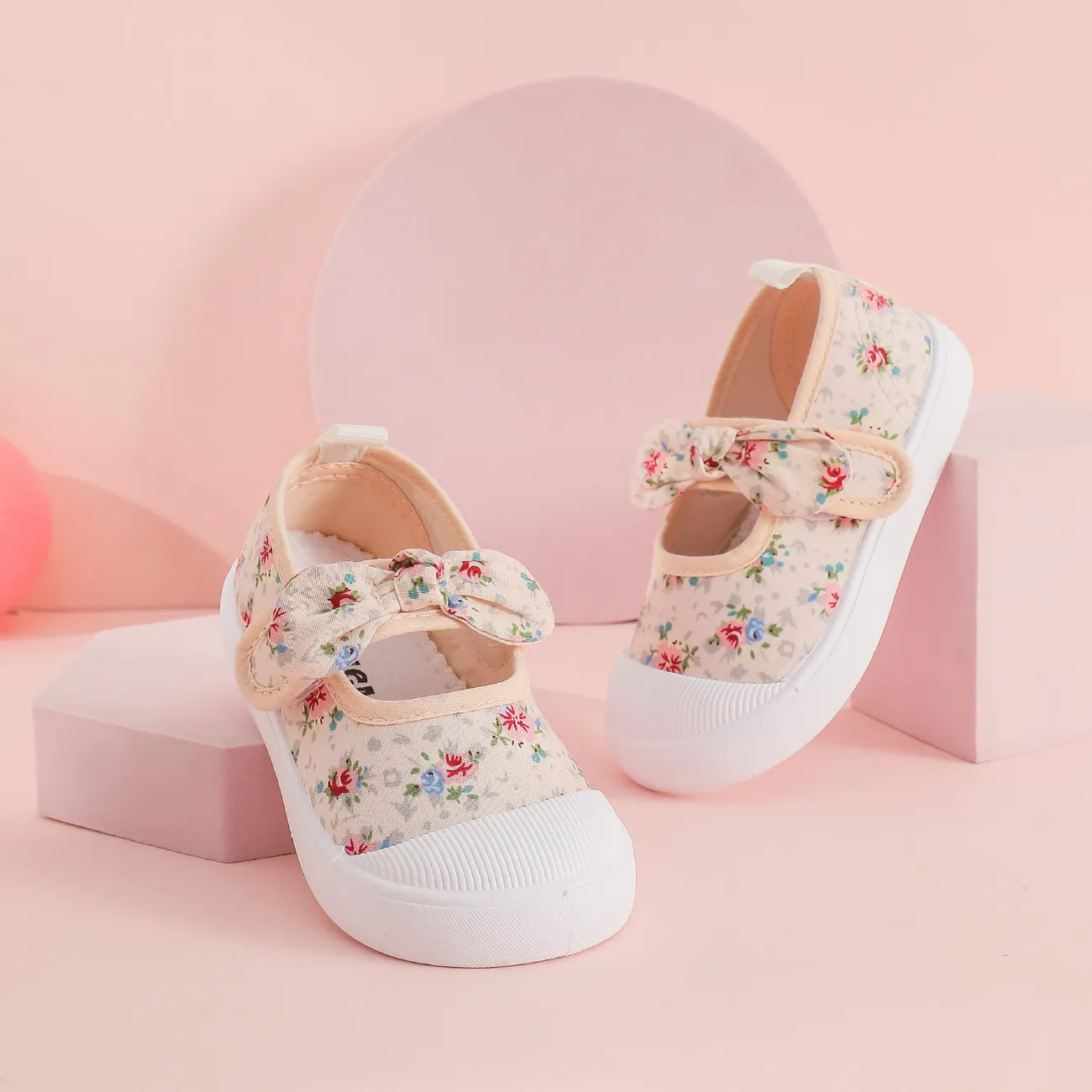 Toddler Girl Hyper-Tactile Bowtie Broken Flower Casual Shoes Pink big image 1