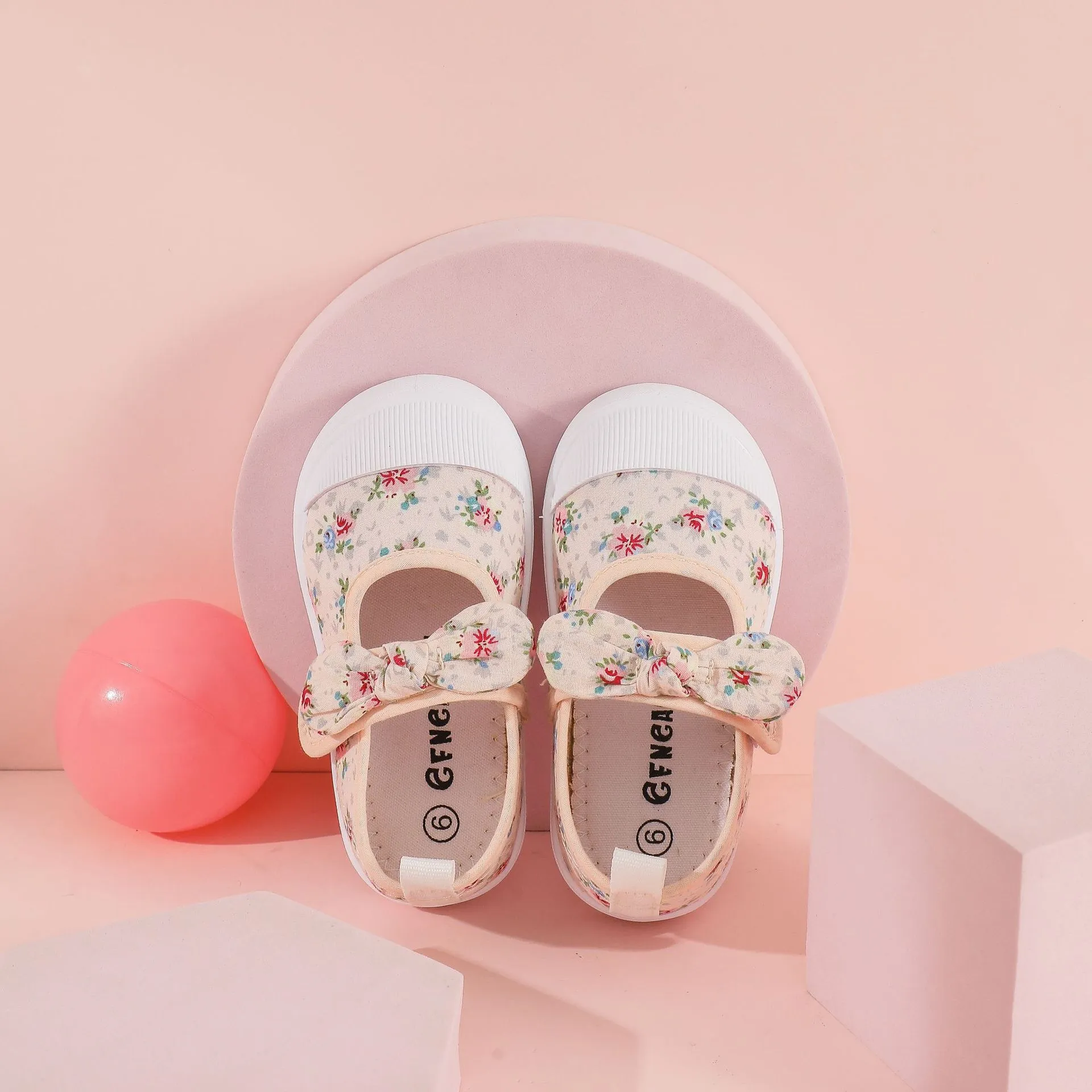 Toddler Girl Hyper-Tactile Bowtie Broken Flower Casual Shoes