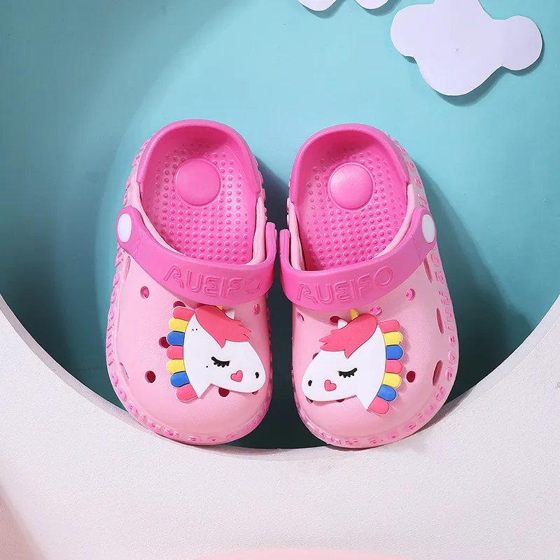 Toddler/Kids Girl/Boy Graffiti Cartoon Pattern Vent Clogs Hole Shoes Rosy