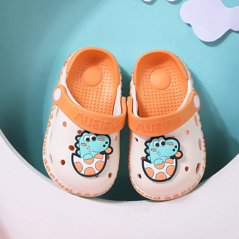 Toddler/Kids Girl/Boy Graffiti Cartoon Pattern Vent Clogs Hole Shoes Creamy White big image 1