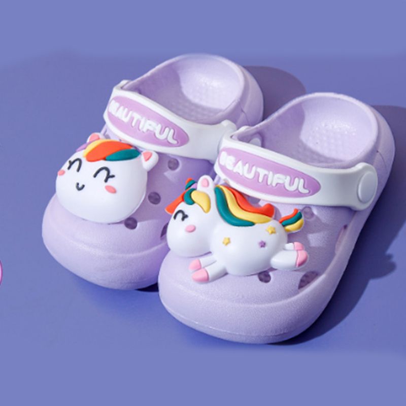 

Toddler/Kids Girl 3D Hyper-Tactile Unicorn PVC Vent Clogs Hole Shoes