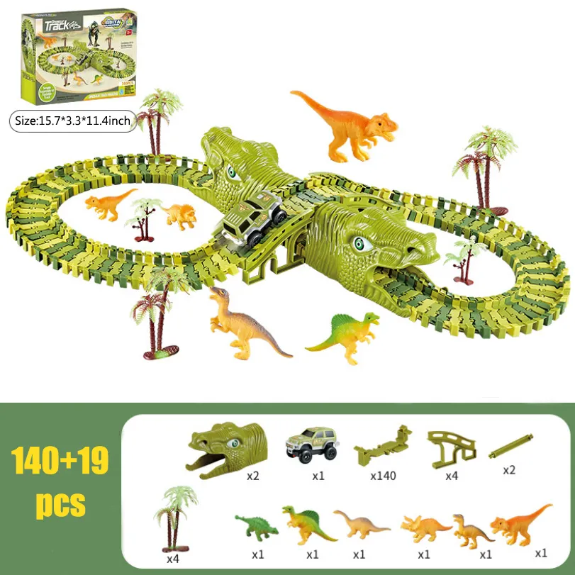 Kit De Bricolage De Montagnes Russes Dinosaures électriques Pour Garçons - Jouet De Piste Pour Enfants à Construire Pour Parc D’attractions