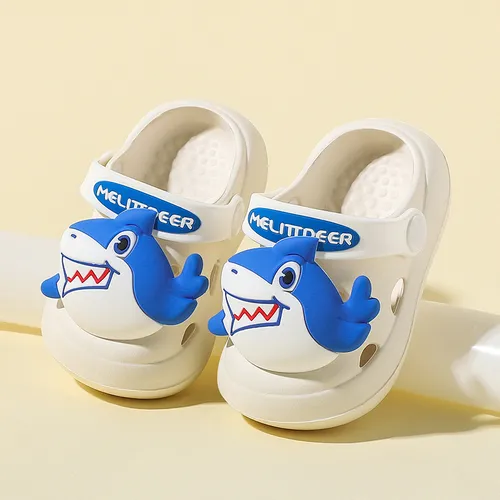 Toddler/Kids Girl/Boy Solid Hyper-Tactile 3D Shark Pattern Vent Clogs Beach Shoes