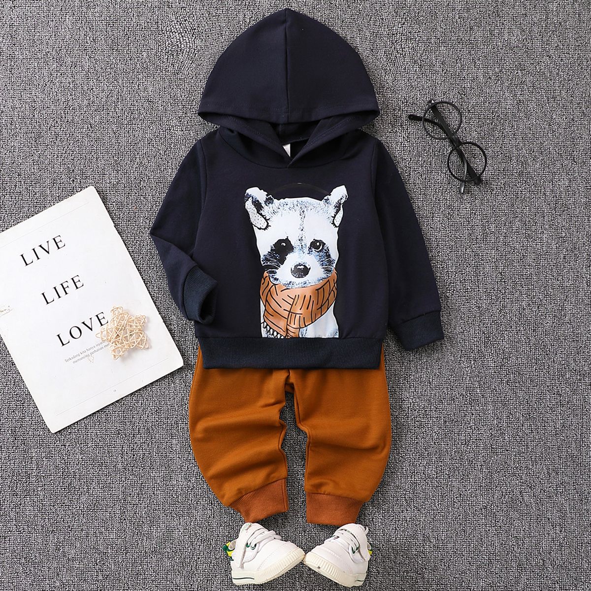 Baby/Toddler Boy Bear Print Sweatshirt And Pants Set/ Socks/ High-top Shoes