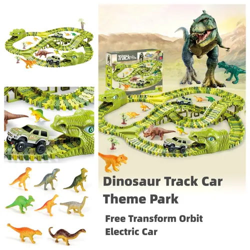 Electric Dinosaur Roller Coaster DIY Kit for Boys - Buildable Children's Track Toy for Fun Park