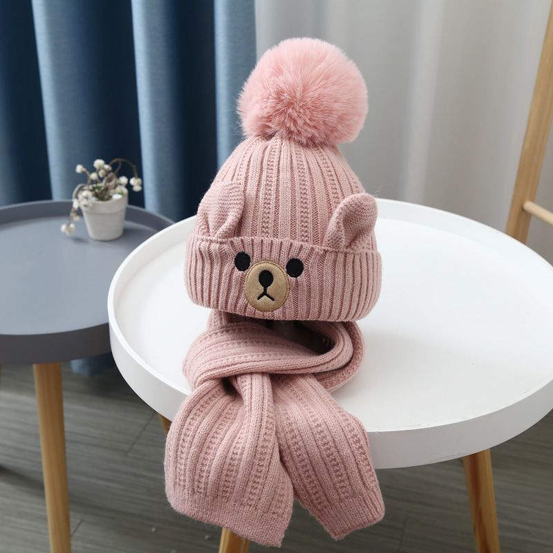 Toddler/kids Childlike Warm fleece knitted hat set
