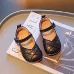Toddler/Kids Girl Basic Heart Design Velcro Leather Shoes Black