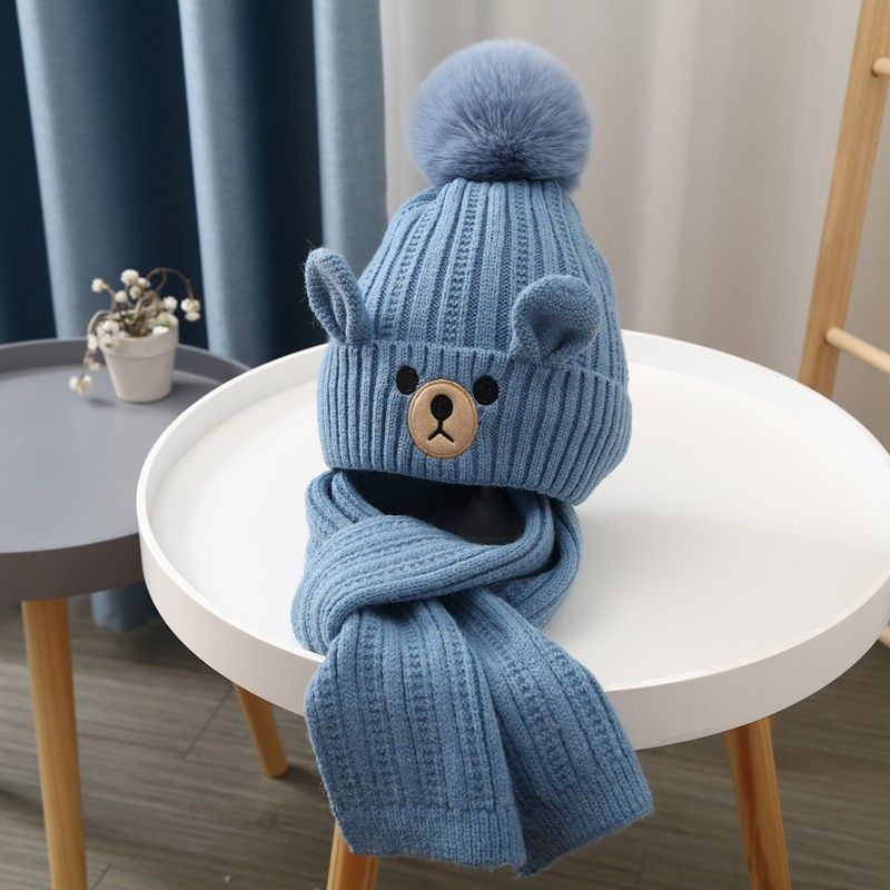Toddler/kids Childlike Warm Fleece Knitted Hat Set