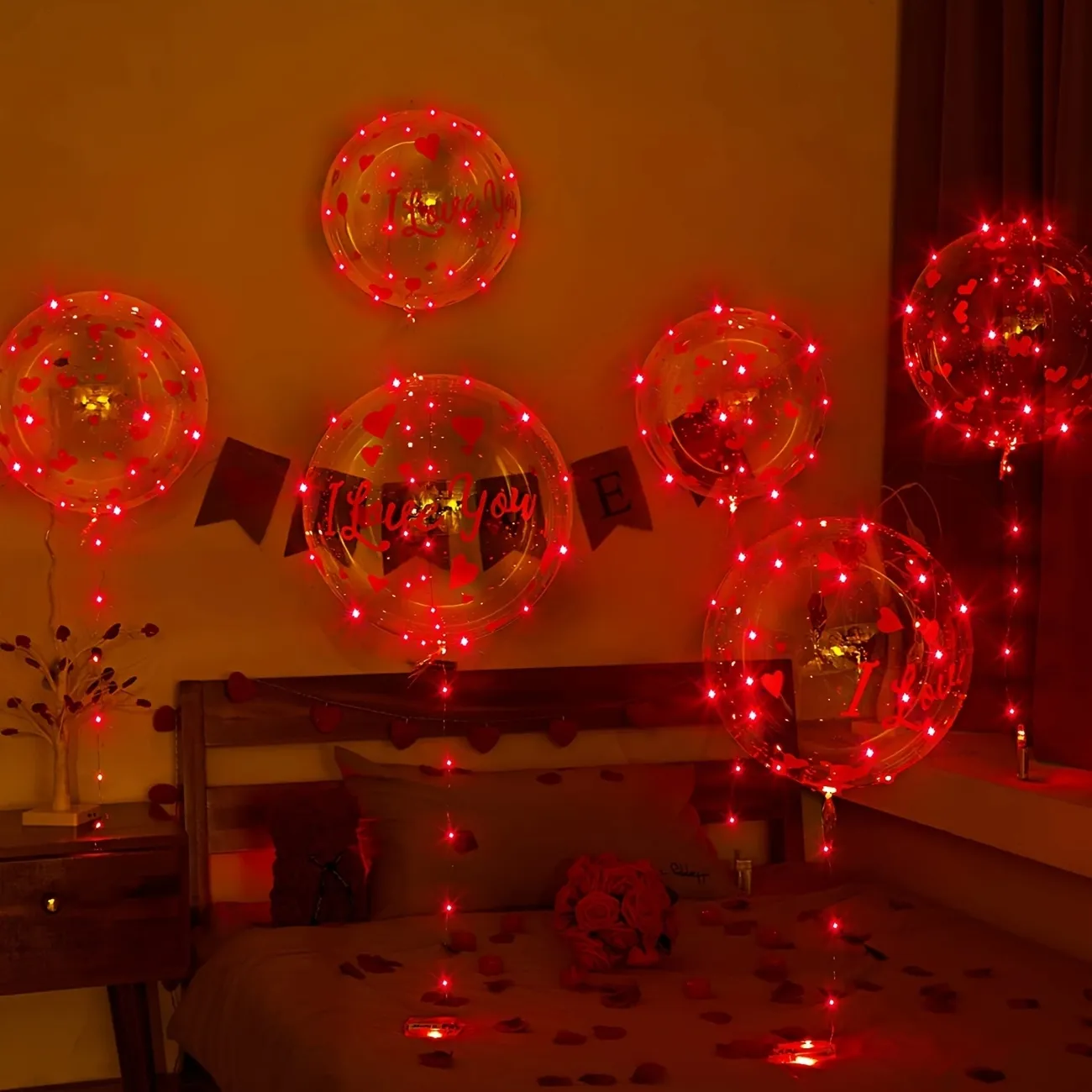 مجموعة الديكور بالون فقاعة LED لحفلات الزفاف اللون- أ big image 1