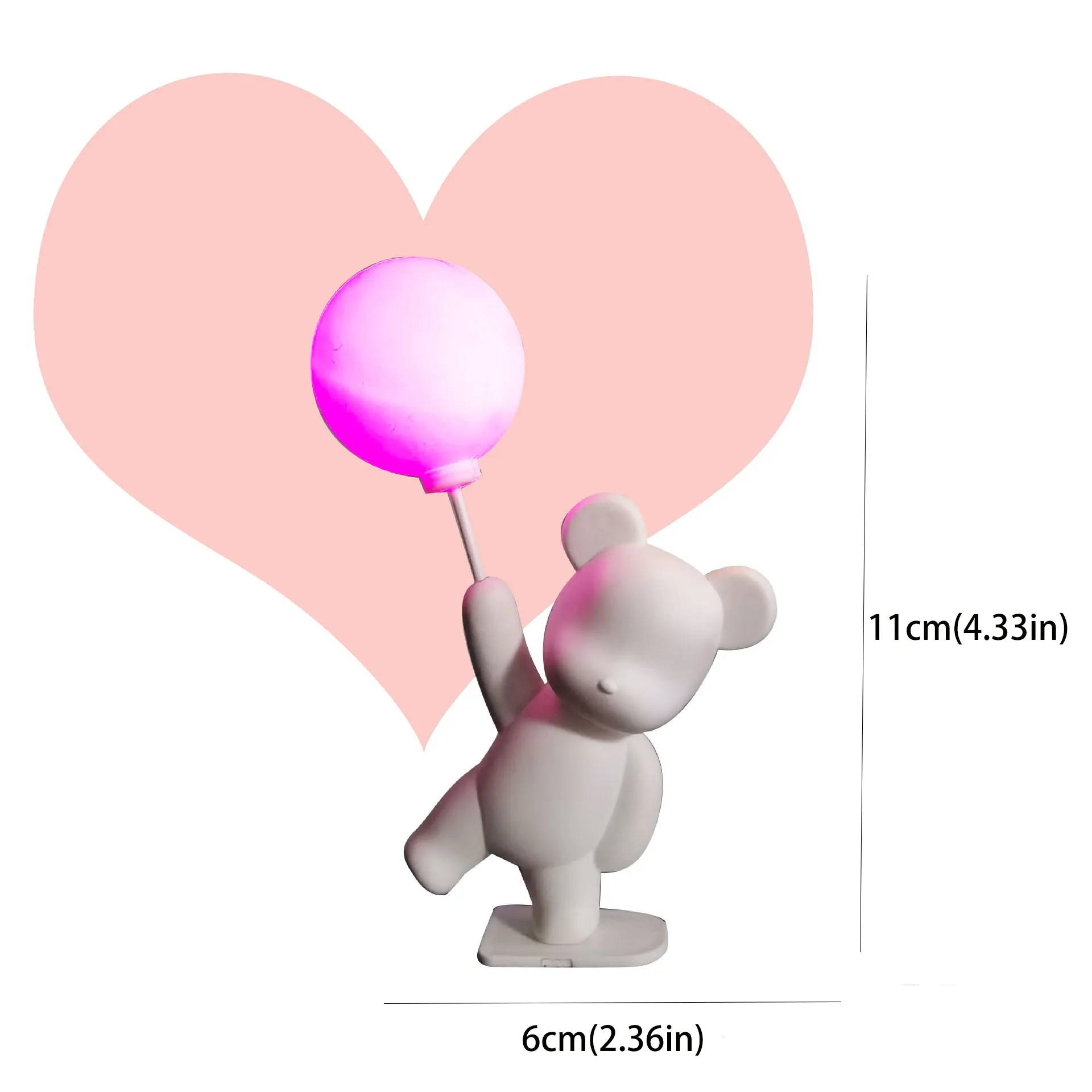 Confession Balloon Bear avec des lumières - décoration de gâteau romantique pour la Saint-Valentin Blanc
