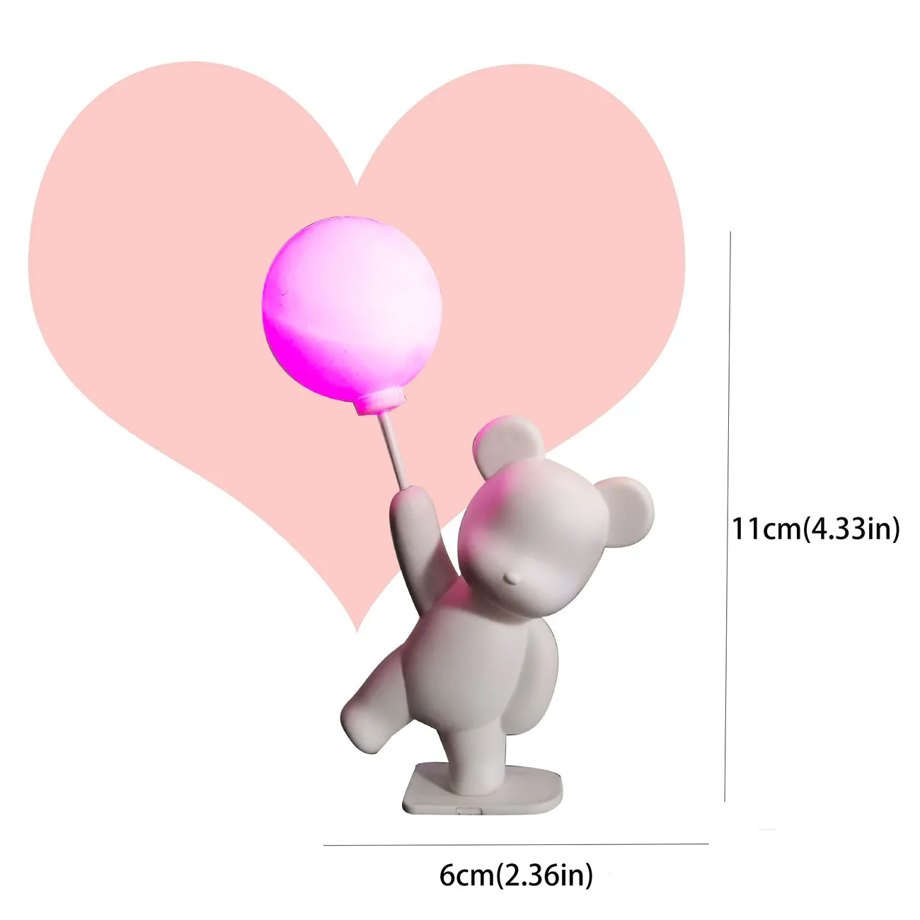 Urso Balão de Confissão com Luzes - Decoração Romântica de Bolo para o Dia dos Namorados Branco big image 1