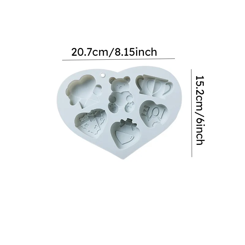 Juego de moldes de silicona en forma de corazón para el Día de San Valentín Azul big image 1