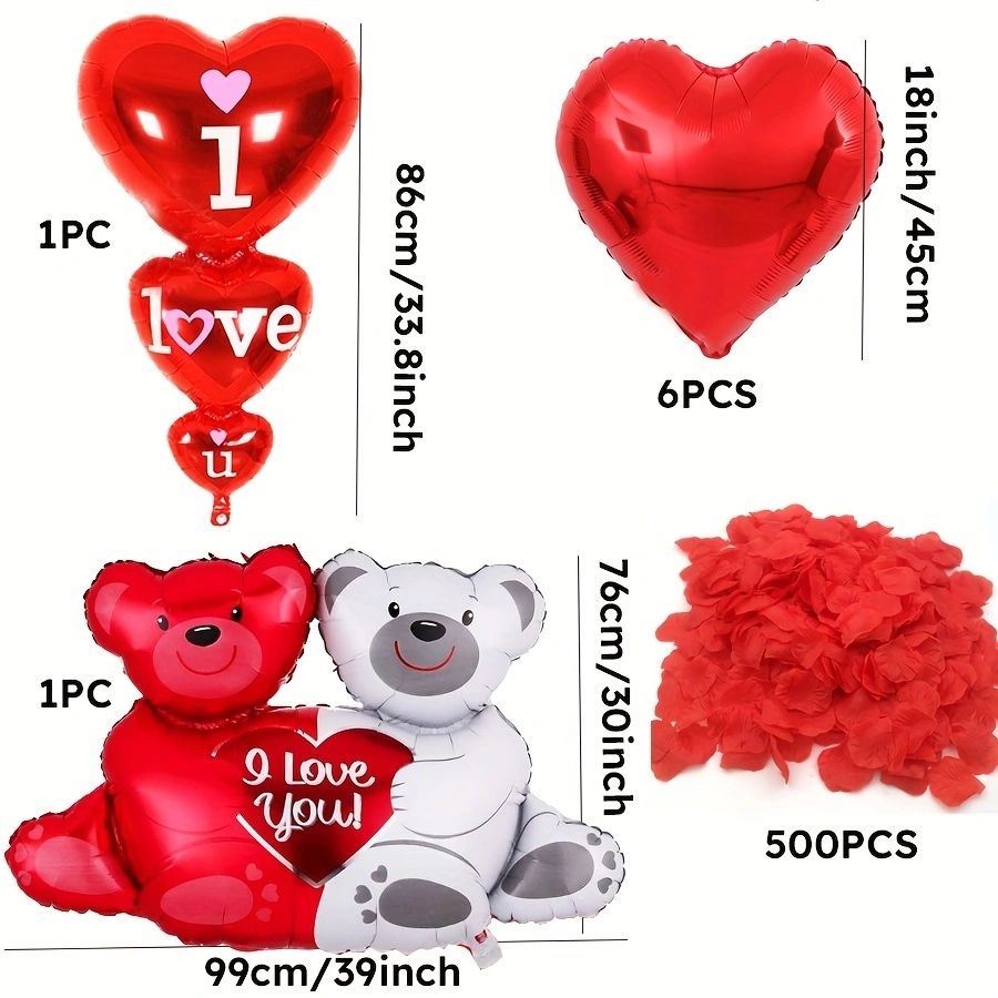 Valentine's Day Teddy Bear Balloon Set With 508 Pieces