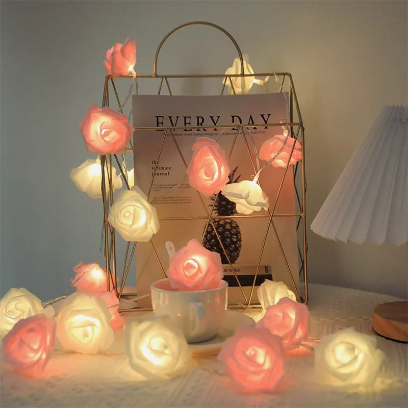 Luzes de fadas de flores de espuma LED com bateria, USB e controle remoto - Ideal para o Dia dos Namorados, casamentos e decorações festivas Multicolorido big image 1