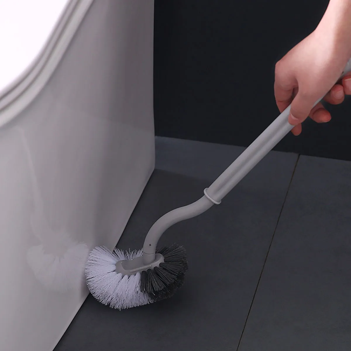 Long-Handled Toilet Brush for Complete Cleaning, Hanging Design Grey big image 1