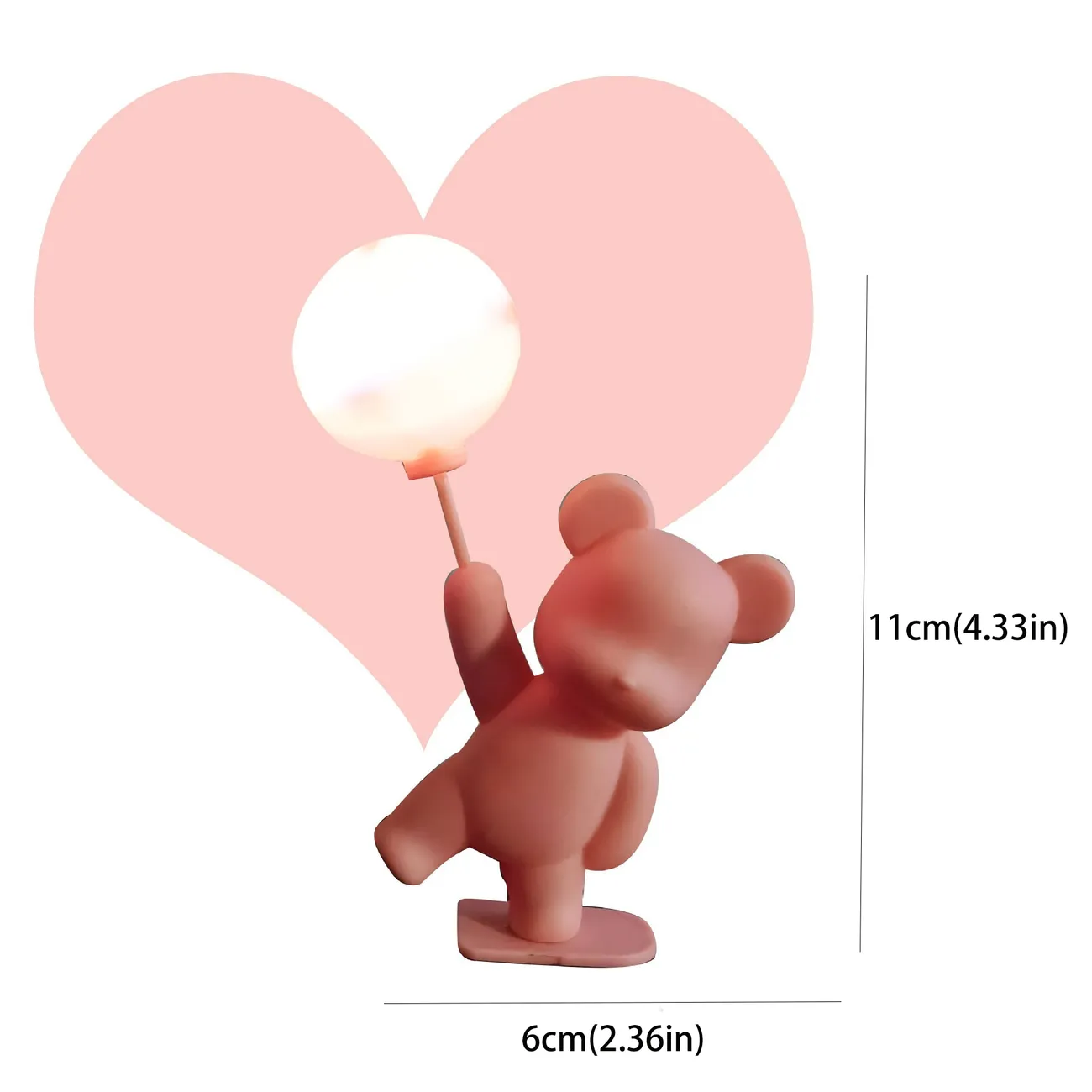 Urso Balão de Confissão com Luzes - Decoração Romântica de Bolo para o Dia dos Namorados Rosa big image 1