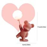 اعتراف بالون الدب مع الأضواء - ديكور كعكة رومانسية لعيد الحب زهري